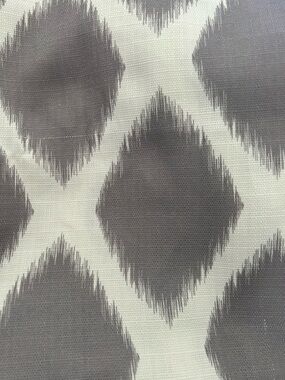 Gray and White Geometric Ikat Fabric Panel